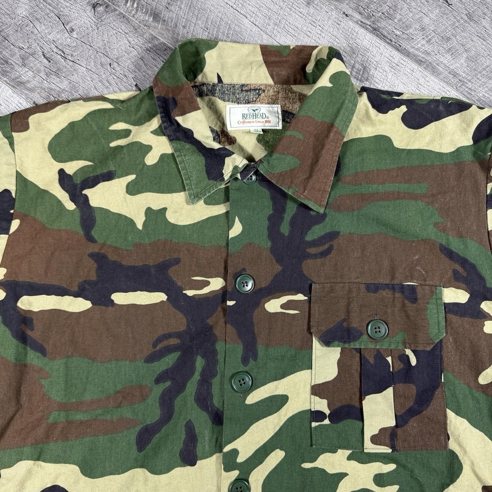 Vintage 90's RedHead Woodland Camouflage Field Shirt Jacket Mens Large
